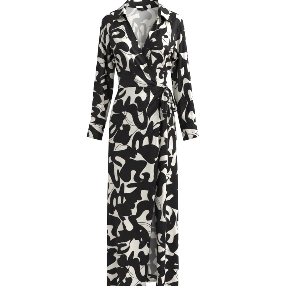 Eloquii Black and White Wrap Dress - Sz 16